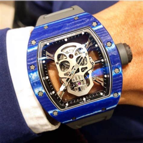 richard mille skeleton blue|Richard Mille skull watch.